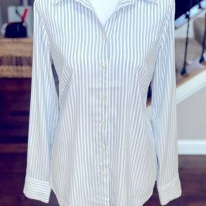 Ann Taylor Silky Blue Striped Blouse size 4